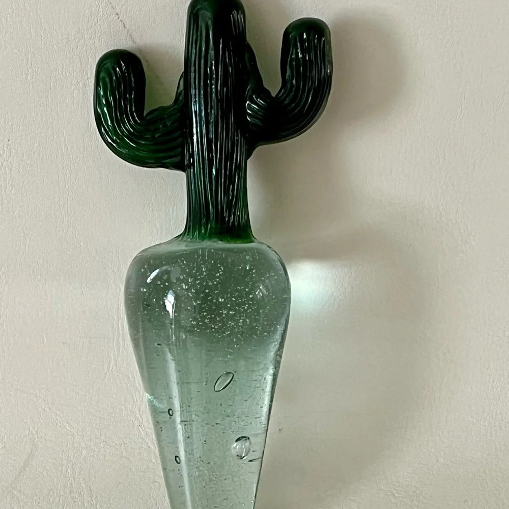Green and Clear Glass Cactus stopper